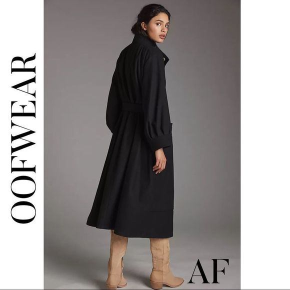 ANTHROPOLOGIE BY OOFWEAR KRISTIN COAT BLACK NWT LARGE MADE IN ITALY Dry Cleaned - Picture 4 of 9